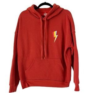 Goats Brand Rustic Burnt Orange Fleece Lined Pullover Hoodie Sweatshirt Medium